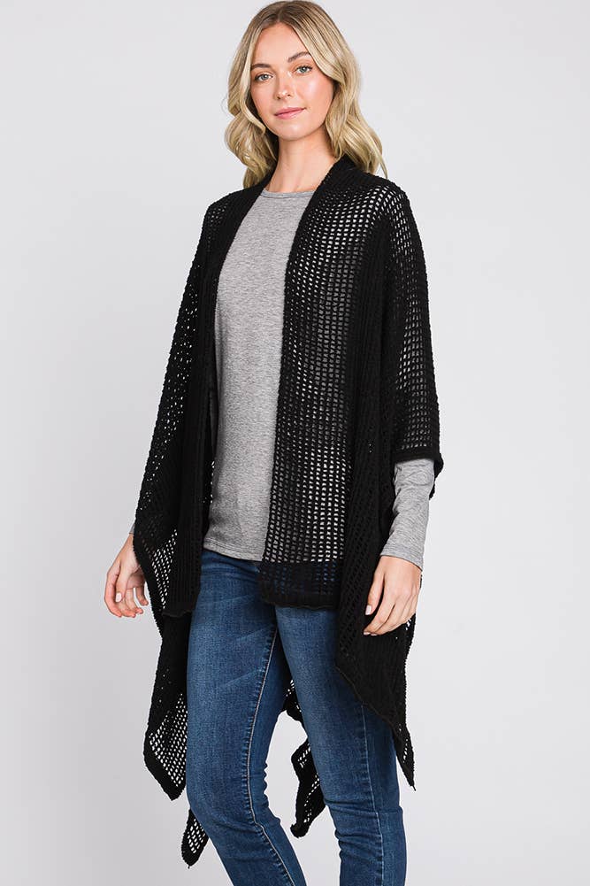 Hana - Wholesale Cardigan - Dames - Solid Chenille Crochet Ruana6