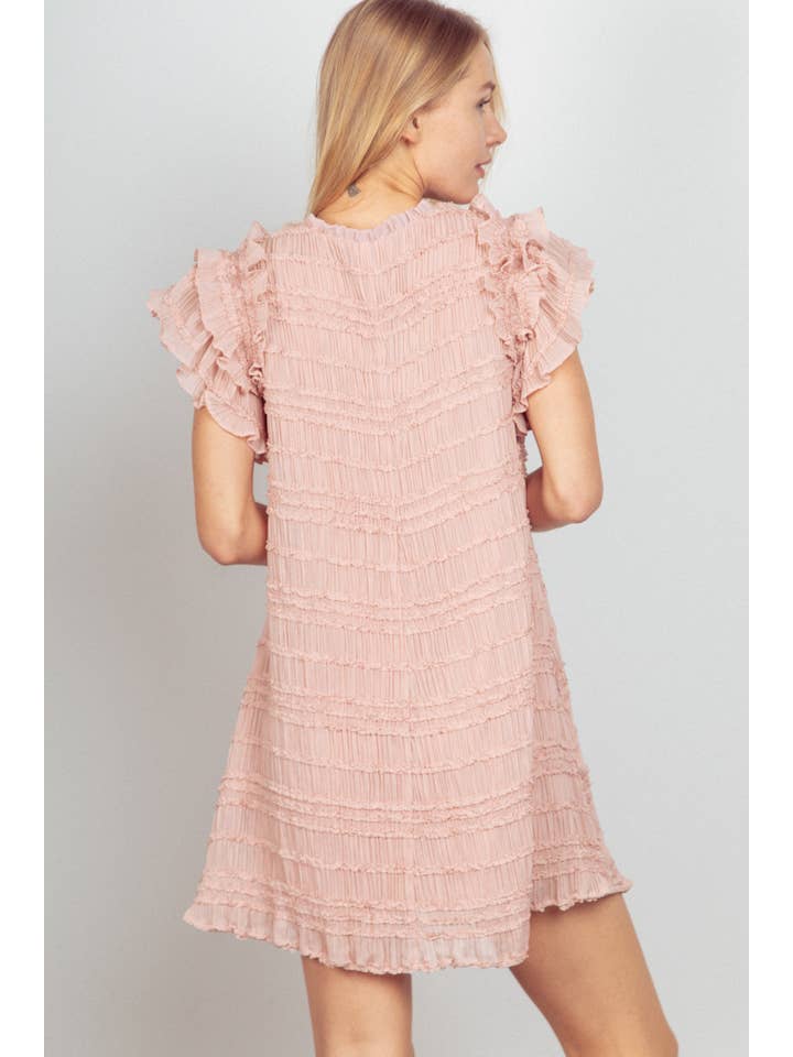 BLUSH ND31279X-PLUS SIZE Ruffled Textured Woven Mini Dress for wholesale on Faire