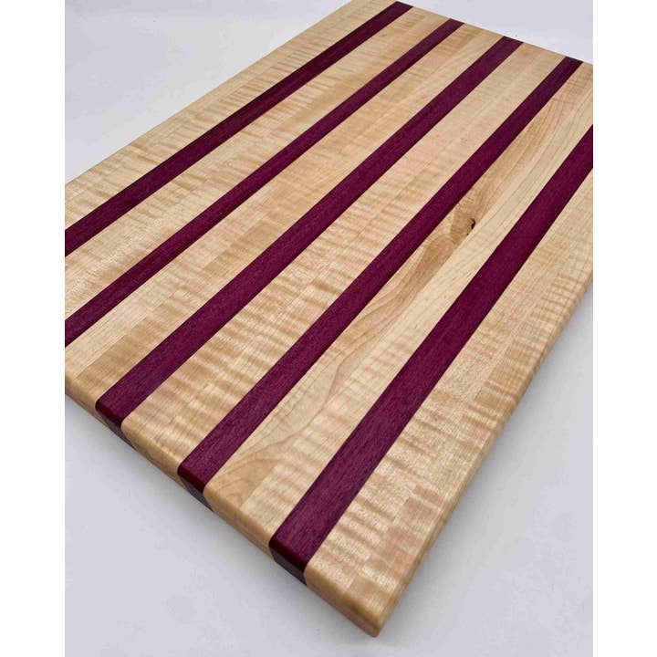 Wag & Wood - Wholesale Cutting Board - Figured Maple & Purpleheart Butcher Block (N17)