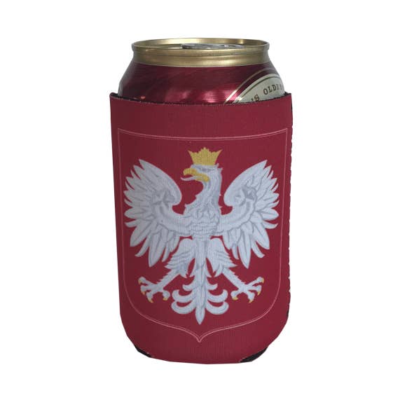 Polska Crest 12 oz burk/flaska koozie för wholesale av Traveling Growler