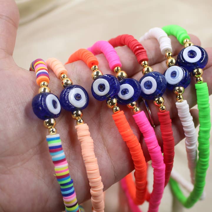 Mørkeblå Glas Evil Eye Heishi Halskæder for engroshandel hos Creating Journey