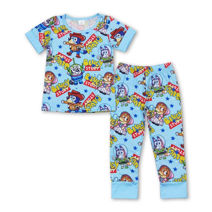 Yawoo Garments - Wholesale Sleepwear Set - Kids - Short sleeves dog toy pants kids boys bamboo pajamas