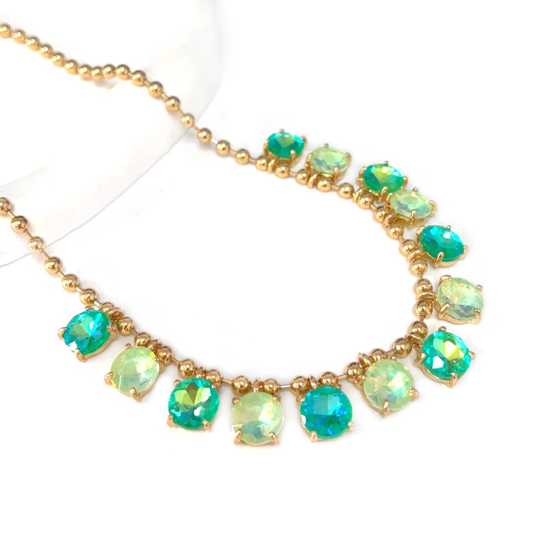 StarryNYC - Wholesale Beaded/Pearl Necklace - Crystal Glass Bead Dangle Station Ball Beaded Chain Necklace29