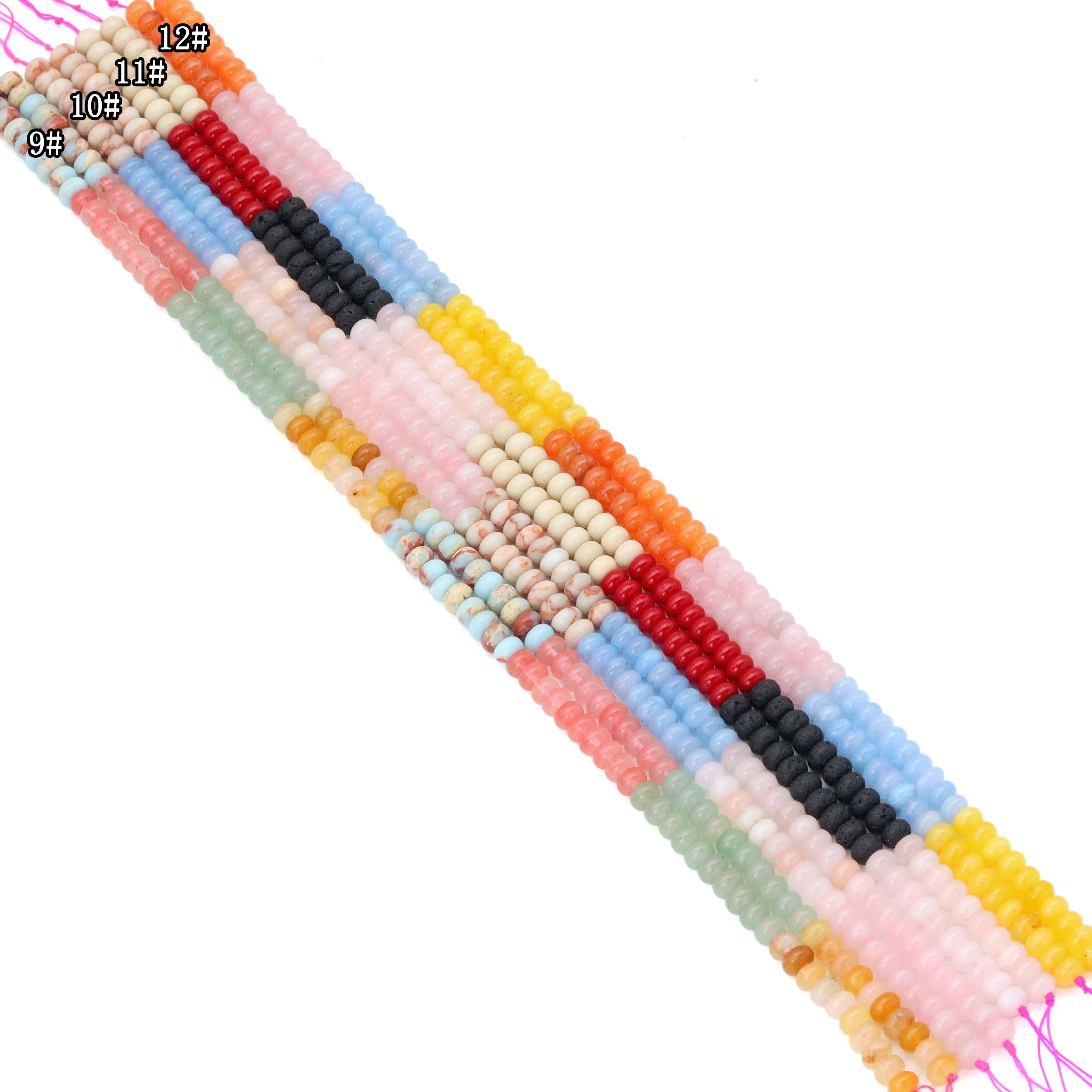 BestBeads&Beyond - Wholesale Beads - 5x8mm Smooth Rondelle Colorful Jade, Sku#U21243