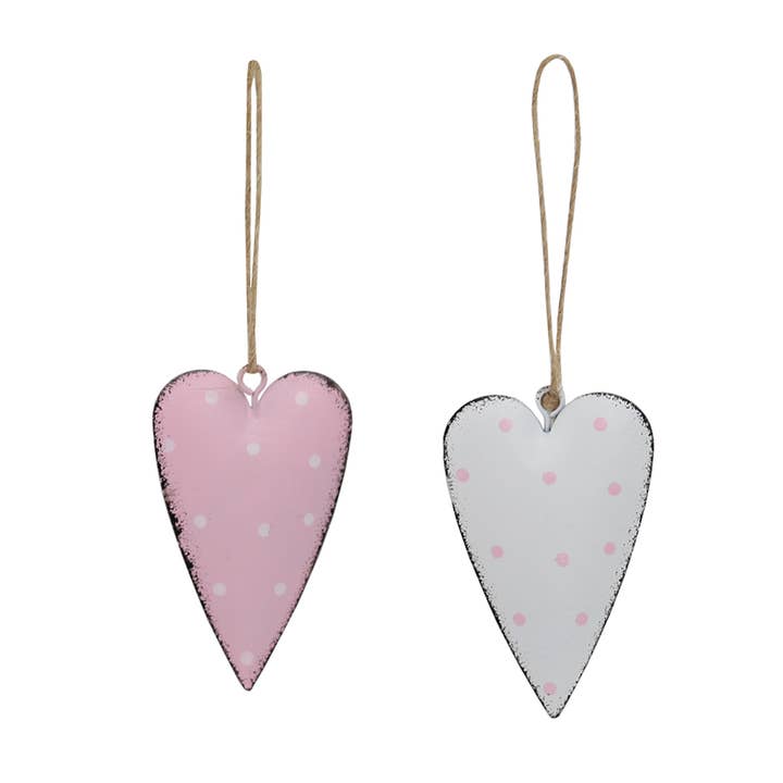 Conjunto com 2 corações de metal rosa e branco 4,5 x 7 cm Isabelle Rose por atacado de Isabelle Rose