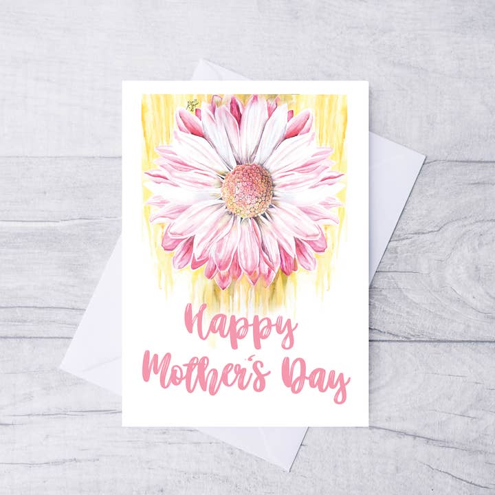 Cartão Dia da Mãe Margay Floral Rosa e Branco por atacado de Art Reflects Light