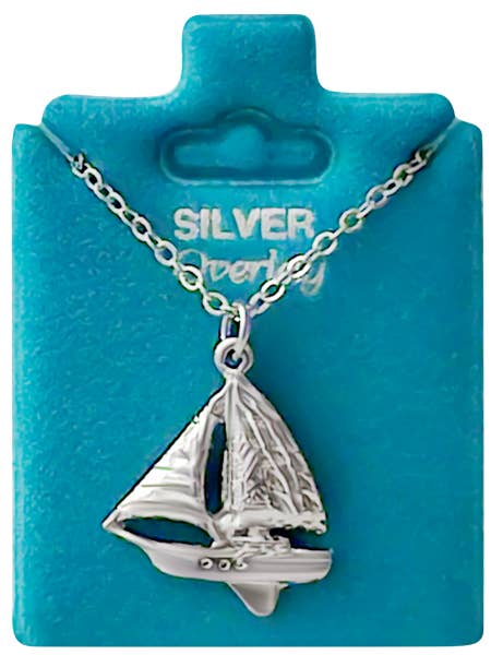 Made In USA Sailboat Necklace Available in Gold or Silver for wholesale by New England Gold Inc.