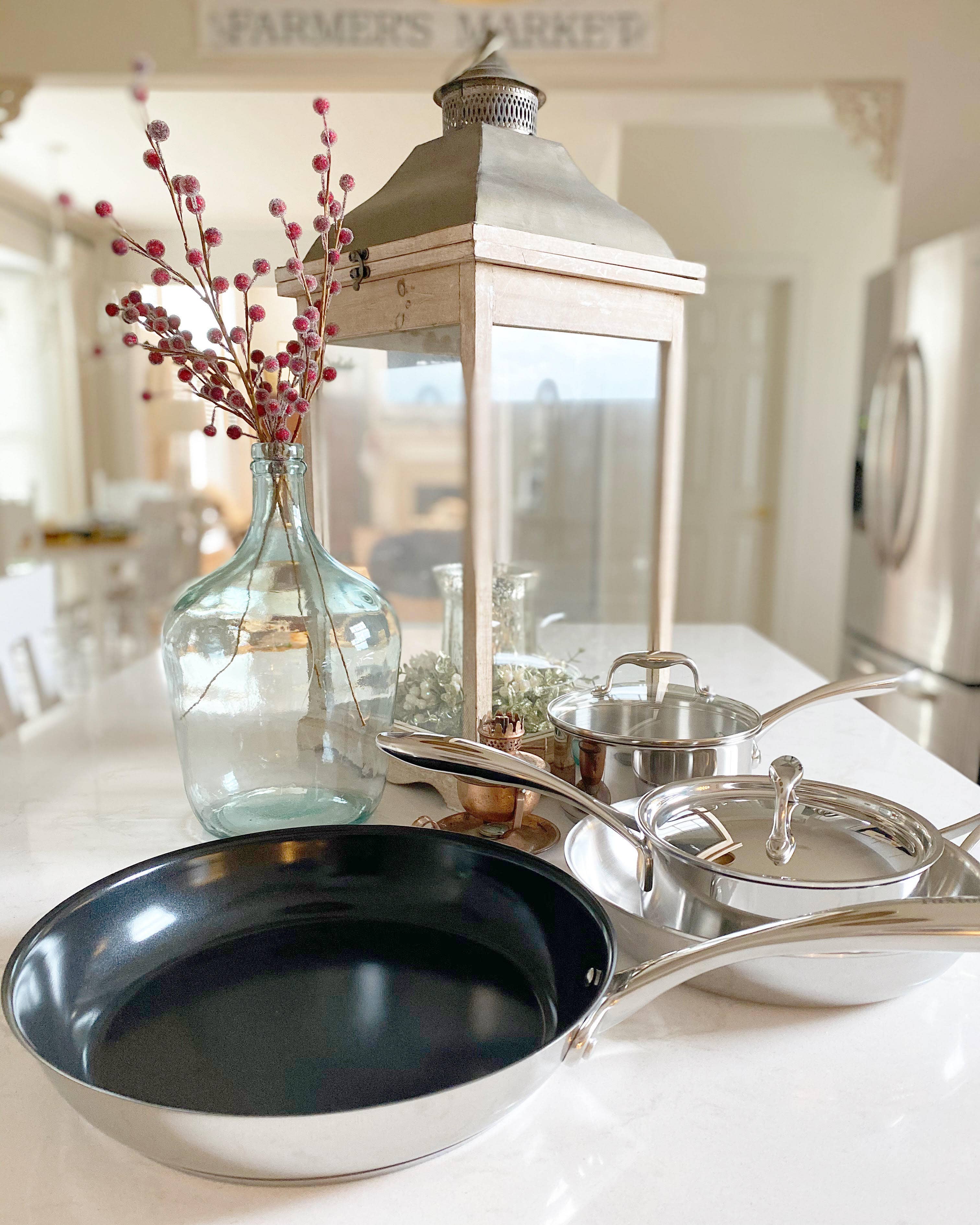 Housewarming Stainless Steel Ceramic Nonstick 10pc Cookware Set PTFE Free for wholesale on Faire8