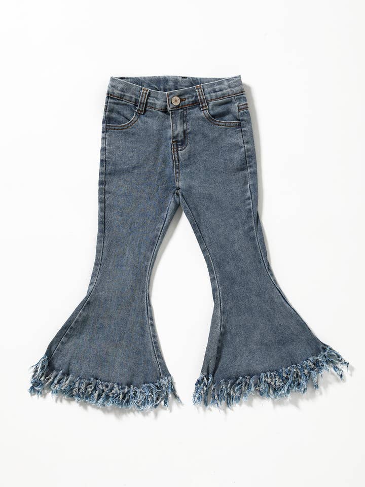 sassy kids palace – wholesale Jeans – Kids – Light Blue Fringe Girls Flare Jeans