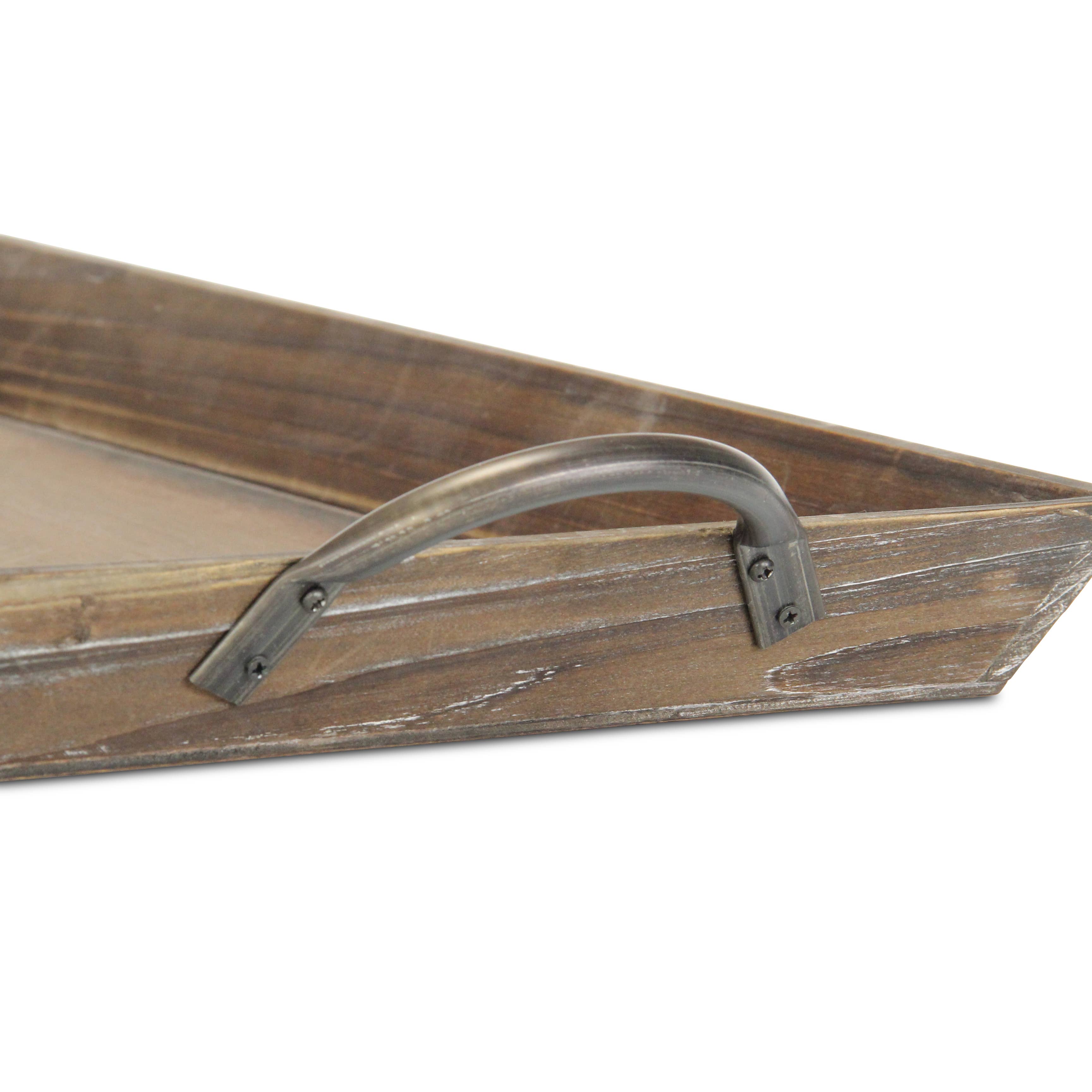 Cheungs Home Decor - Vente Plateaux décoratifs - Plateau effilé en bois Magnolia et poignées en métal5