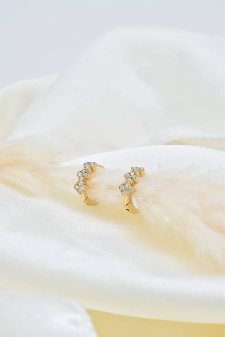 Kapyco - Wholesale Hoop Earrings - Mini Creole Rhinestone in Stainless Steel - BO1004153