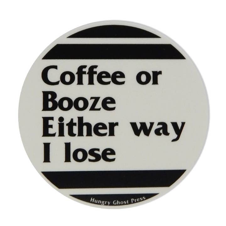 Coffee or Booze 3" Sticker for wholesale by Hungry Ghost Press