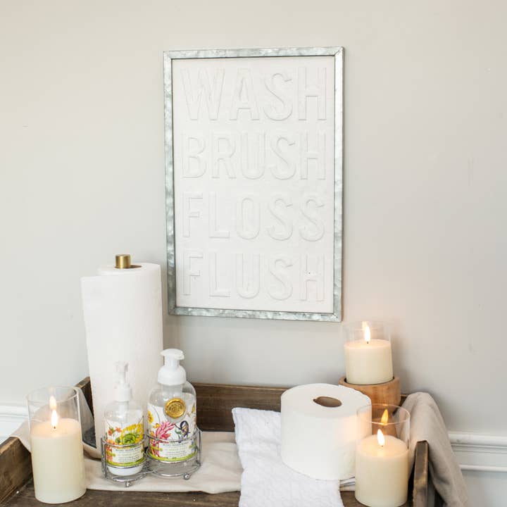 Ragon House - Wholesale Sign - WASH BRUSH FLOSS FLUSH SIGN