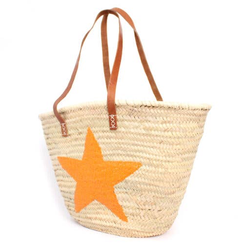 French market basket leather handles, beach baskets bags for wholesale by Pathiya