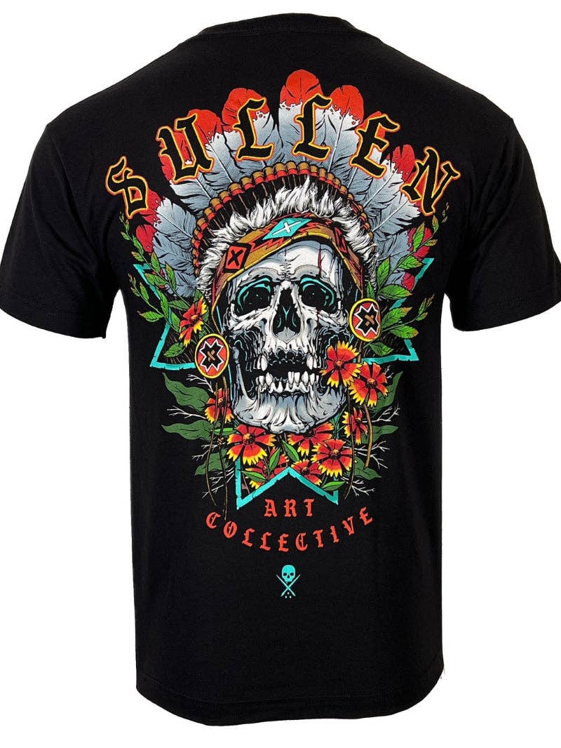 Sort Sullen Skull Printed T-shirt til mænd for engroshandel på Faire1