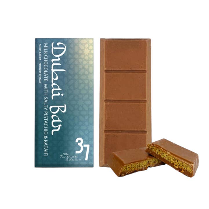 Barre de chocolat de Dubaï au chocolat au lait 100g par Trentasette pour la vente par Made in eatalia