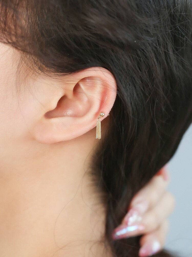 Haengseongworkshop - Wholesale Dangle Earrings - Korean Gold Plated Mini 5 Layers Tassel Chain Earrings 2.5cm2