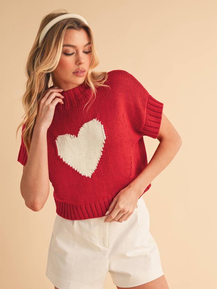 3263FN Heart Knitted Top 2 for wholesale by AEMI + CO