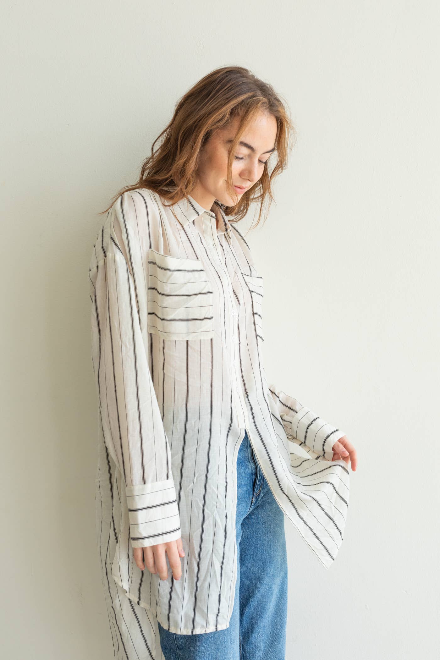 Ivory Black Reagan Button Down Top for wholesale on Faire2