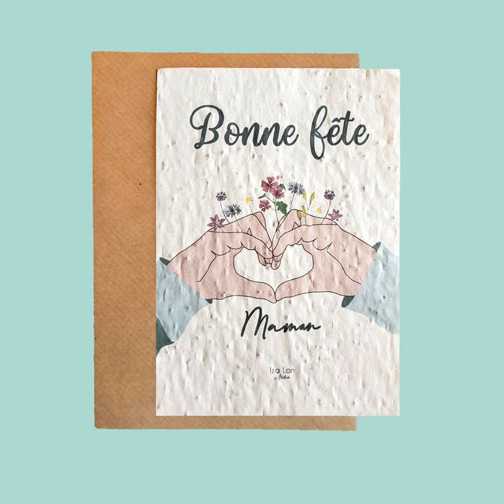 Carte à planter Bonne fête maman coeur et doigts pour la vente par Iza lan Atelier