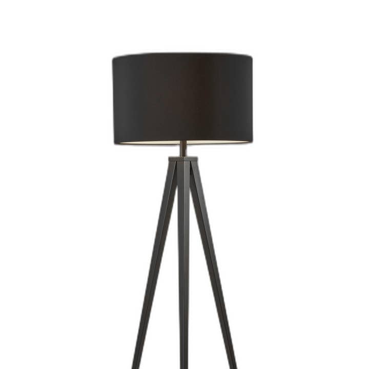 HomeRoots - Wholesale Floor lamp - 62" Black Tripod Floor Lamp With Black Drum Shade0