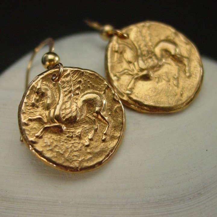 Vis a Vis Jewelry - Wholesale Dangle Earrings - Pegasus Earrings - Ancient Greek Coin Earrings3