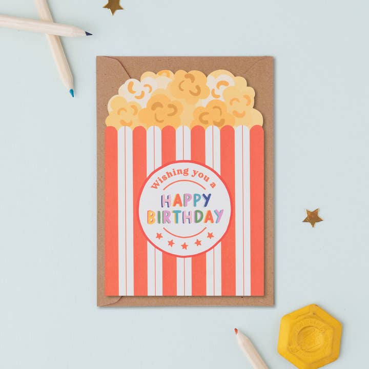 Popcorn Birthday Card for wholesale by Mifkins