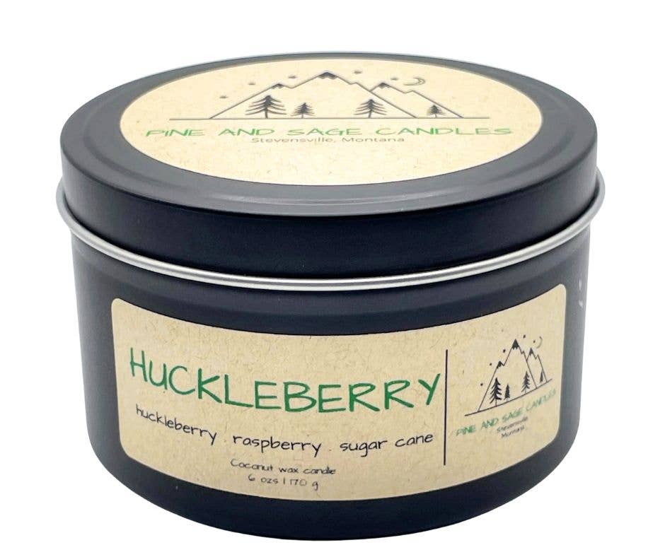 Pine and Sage Candles - Wholesale Travel candles - Huckleberry - 6 oz Black Matte Candle Tin1