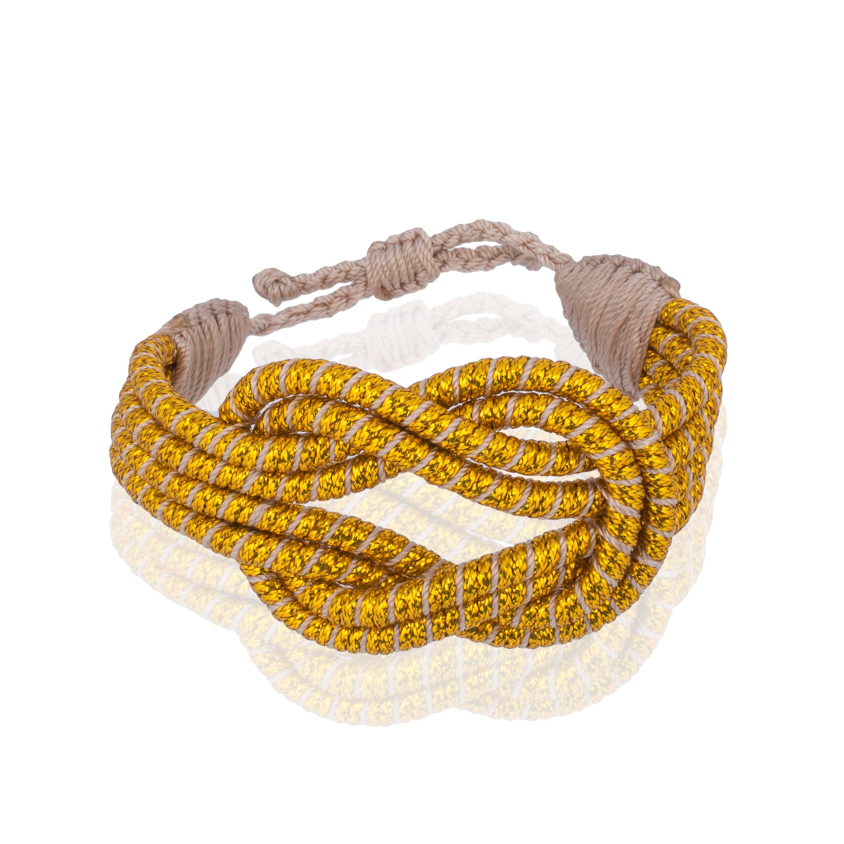 SEQUENCE APPAREL LLC - Wholesale Woven/Braided Bracelet - Open Knot Bracelet - Gold0