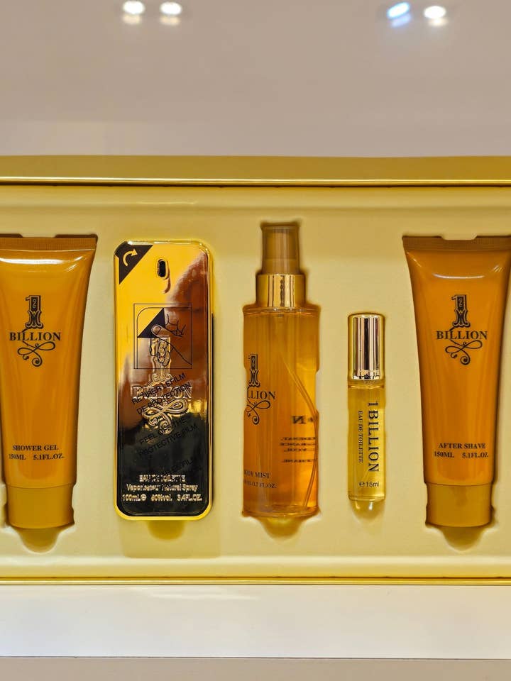 1 BILLION Gold Collection: 5-Piece Luxury Fragrance & Grooming Gift Set for Men for wholesale by Shape Up Wear