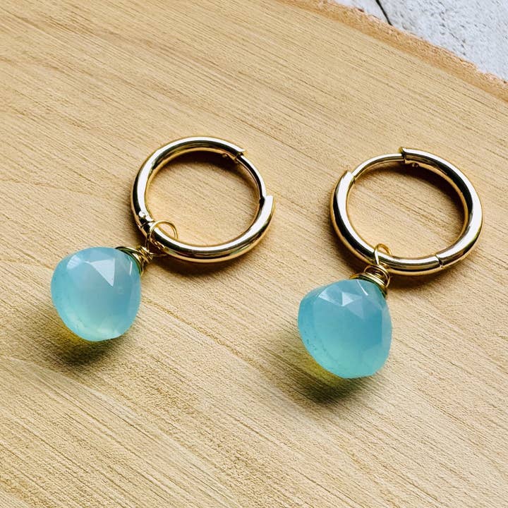 Pendientes de aro abrazador de calcedonia para bodas y regalos para venta al por mayor de Same Sunset Design