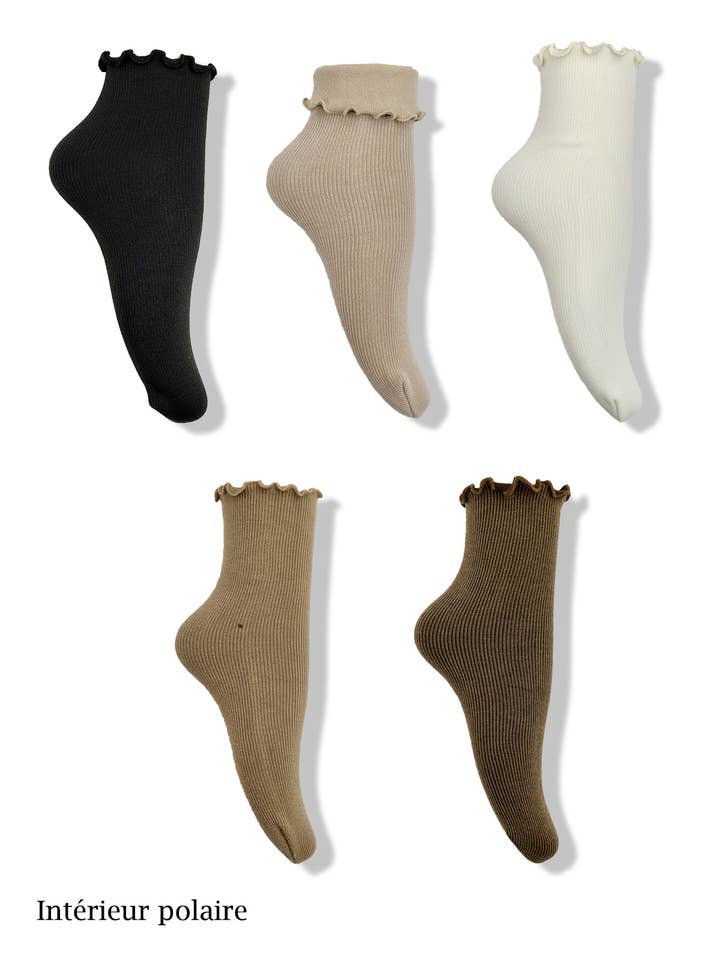 Belle Com'Elle - Venta al por mayor Calcetines para casa - Mujer - Calcetines de forro polar con dobladillo enrollado/W13880