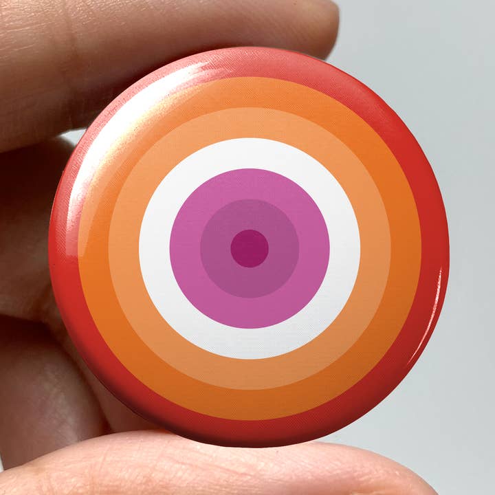 Drapeau de la fierté lesbienne LGBTQ circulaire avec bouton à épingler 1,25 po pour la vente par wlwirl