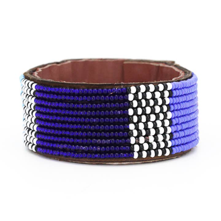 Swahili Coast - Wholesale Bangle Bracelet - Medium Blue Atlas Leather Cuff0