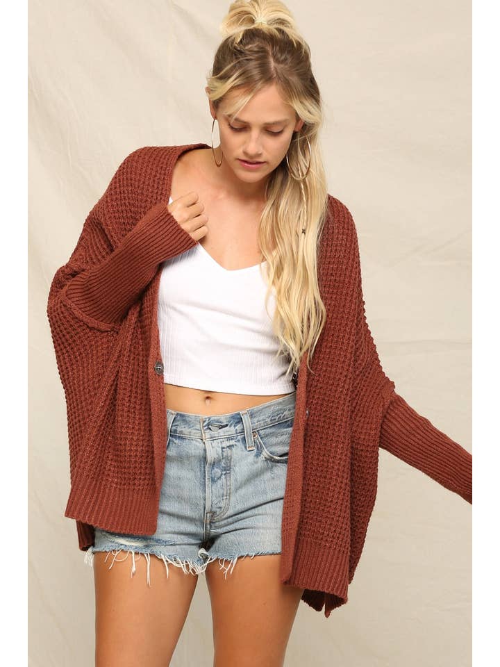 KyeMi - Wholesale Cardigan - Women's - Versatile Waffle-Stitch Open Front Cardigan12