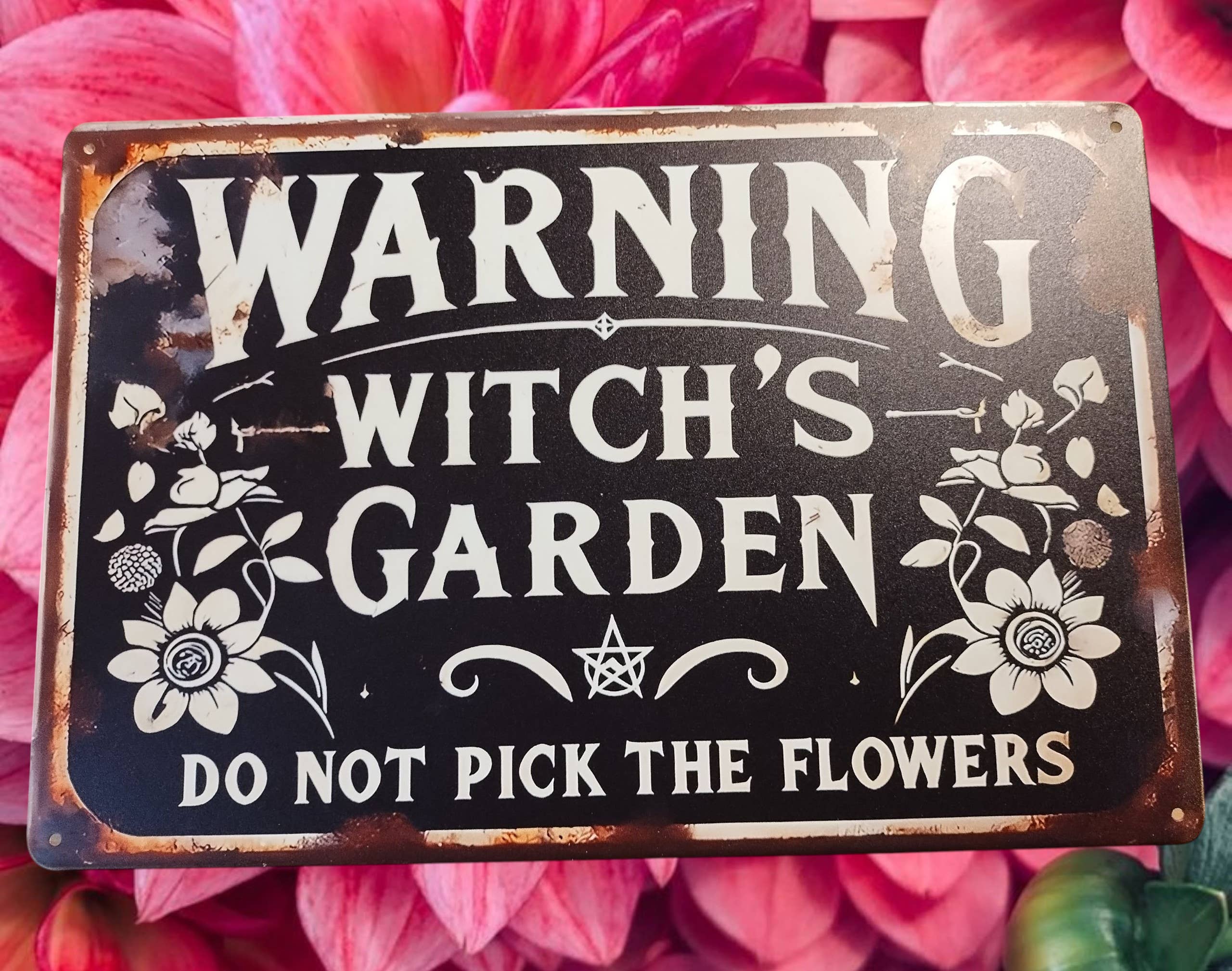 Funky Aura Boutique - Wholesale Sign - Warning, Witch's Garden Metal Sign1