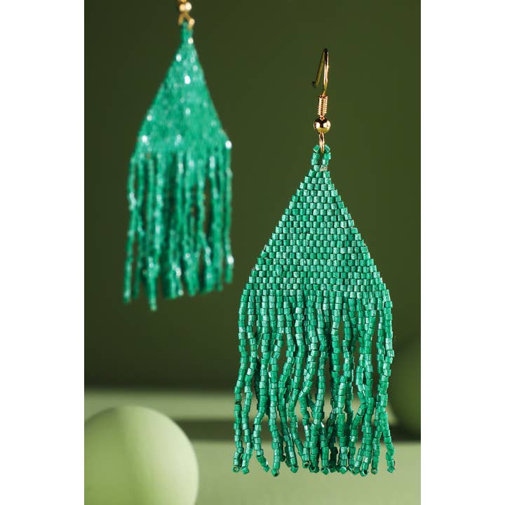 Urbanista - Wholesale Tassel Earrings - Seed Bead Triangle With Fringe Drop Earring 4