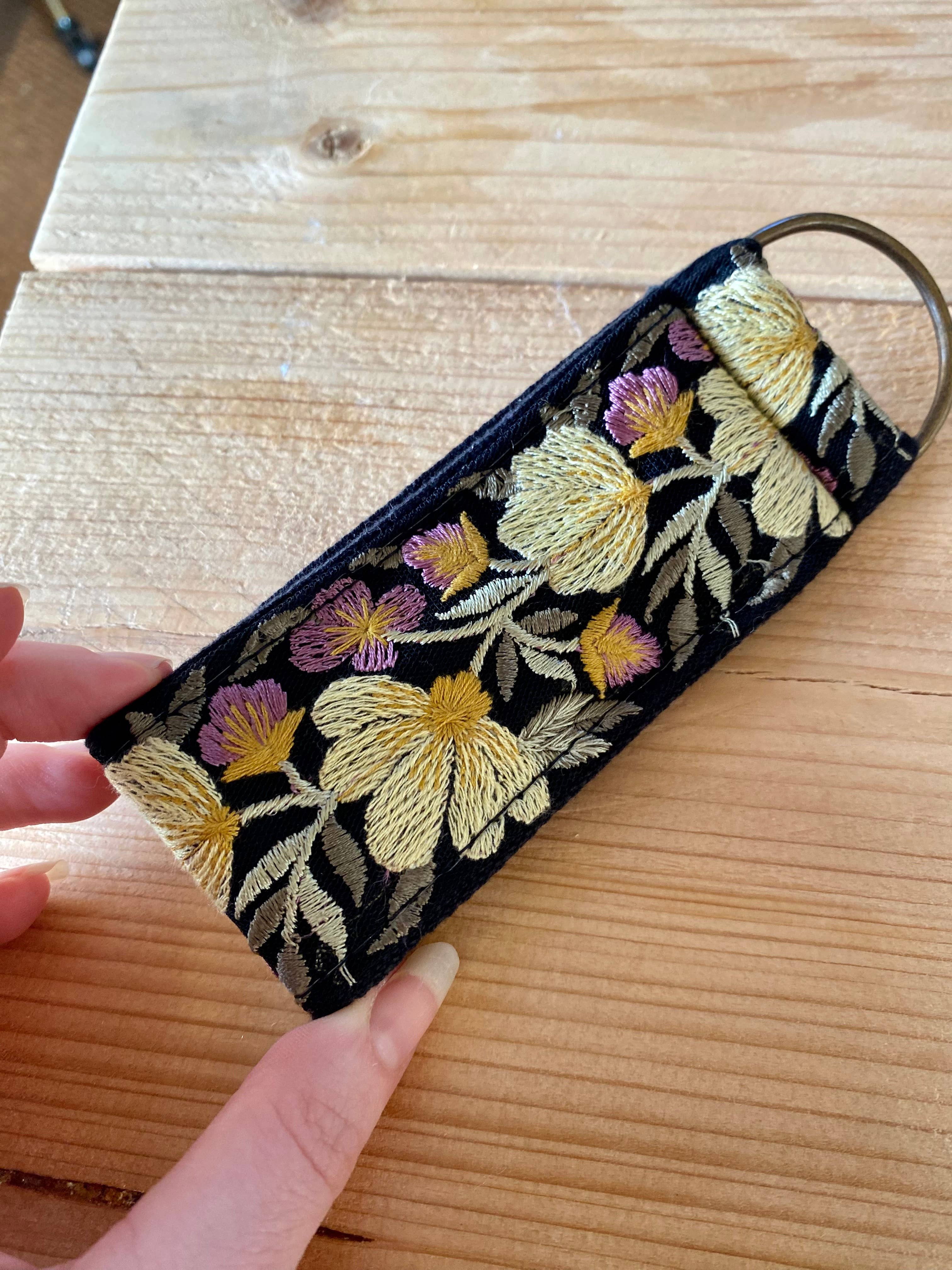 Temple of Treasure - Wholesale Keychain - Women's - Flora in Black ~ floral fabric keychain ~ gifting3