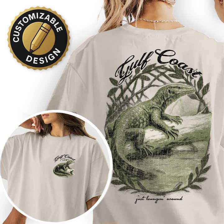Loungin' Lizard T-shirt – Tilpasningsbar Golfkystens Dyreliv for engroshandel hos Textile Graphix