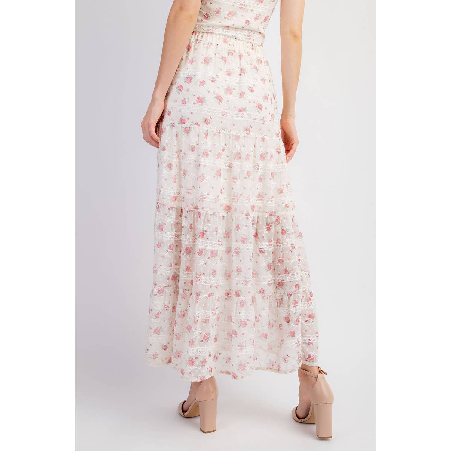 CREAM Cs4395 Embroidery Floral Printed Tiered Skirt for wholesale on Faire3