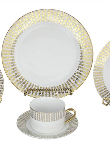 40-pc Dinnerware Set - Gold Hearts for wholesale by Three Star IM/EX Inc.