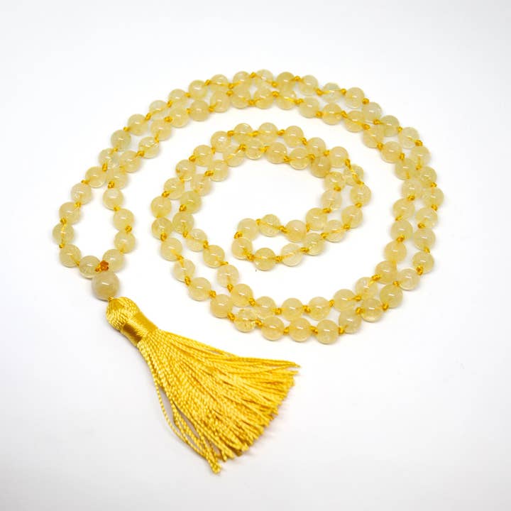 Citrine Knotted 108 Bead Mala - Prayer Beads - 8mm for wholesale by Namu Baru Inc.