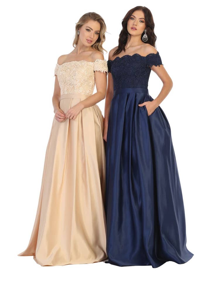 LA Merchandise - Vendita all'ingrosso Abito da sera - Donna - Abito da sera con spalle scoperte e tasche - LA17625