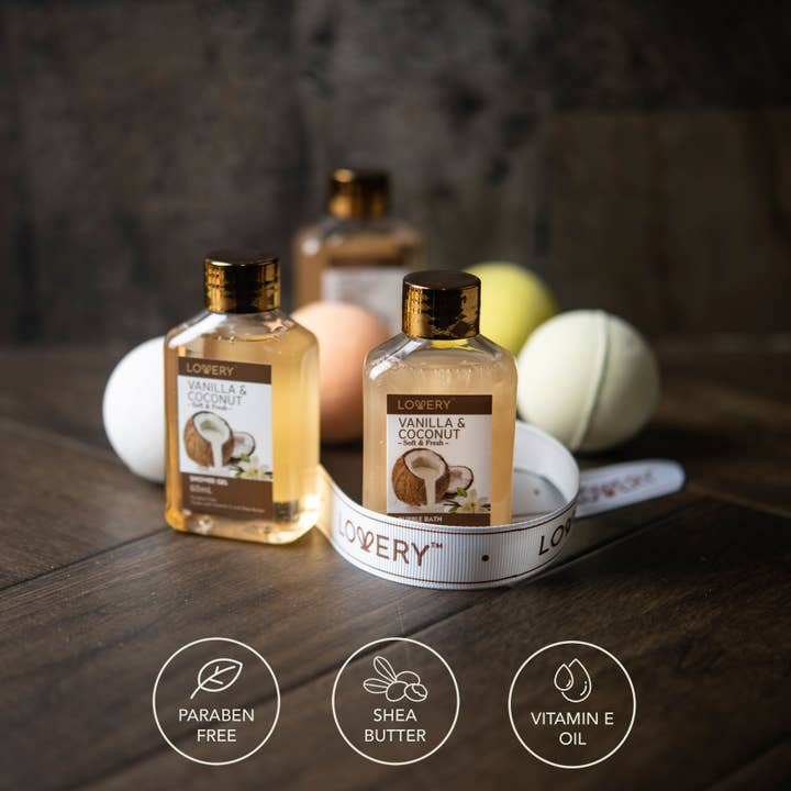 Lovery - Wholesale Bath & Body Set - Bamboo Bathtub Caddy Gift Set - Expandable Tray + Bath Bombs