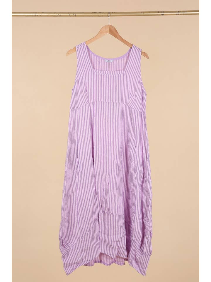 la maison des fibres naturelles - Wholesale Dress – Women's - Sleeveless striped dress 6223stripe 100%LINEN25