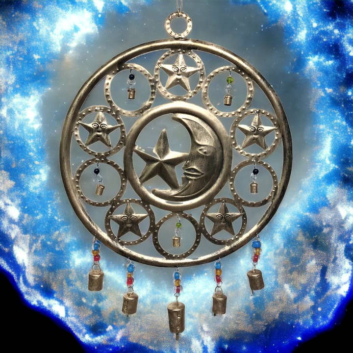 Midnight Sky Bell Wind Chime with Glass Beads for wholesale by Wilco Home