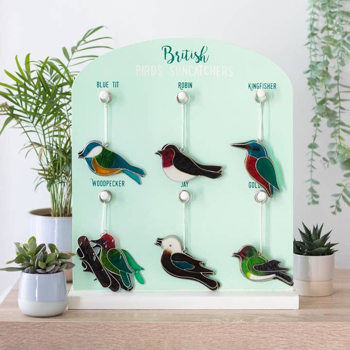 Something Different Wholesale - Wholesale Suncatcher - Set of 24 British Bird Suncatchers on Display