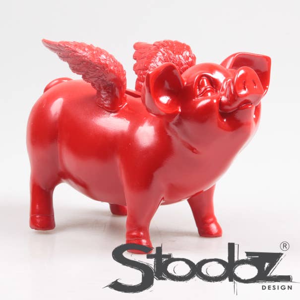 PIGGY BANKS WITH WINGS RED 14X25X15 CM STOOBZ DESIGN for wholesale by Imhof & Stevens BV