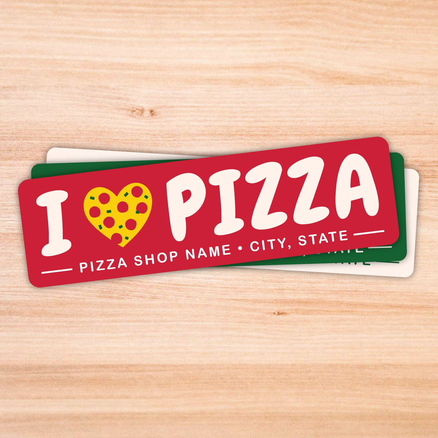 The Orange Ampersand - Wholesale Sticker -  I Love Pizza - Custom Pizza Restaurant Stickers1