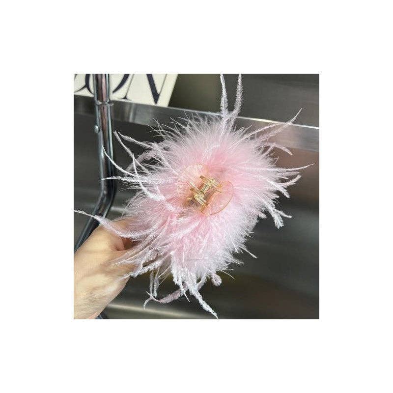 FurDecoration - Wholesale Hair Clip - Women's - Luxurious Genuine Ostrich Feather Large Hair Claw Clip4
